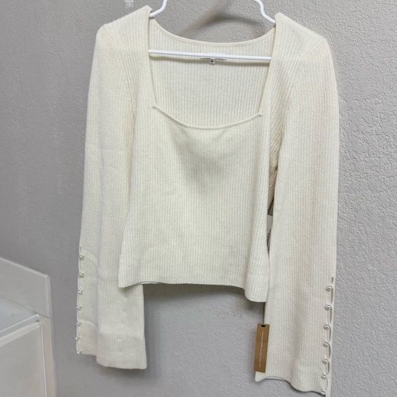 Reformation Emanuele Cashmere Novelty Button Sweater - Picture 5 of 10